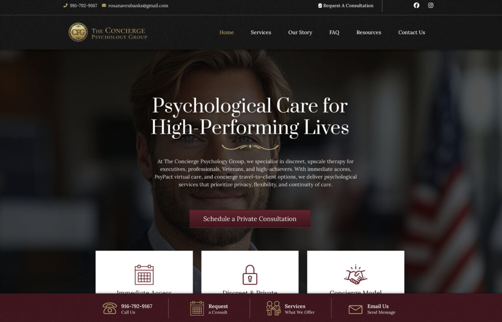 Discreet Service Example Discreet Therapy Services at The Concierge Psychology Group